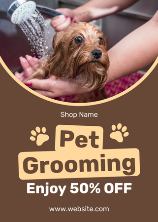 Pets Bathing and Grooming Flayer Design Template