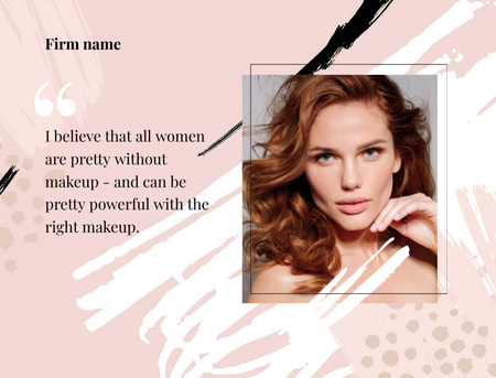 Quote About Make Up And Pretty Power With Abstraction Blots Postcard 4.2x5.5in Design Template