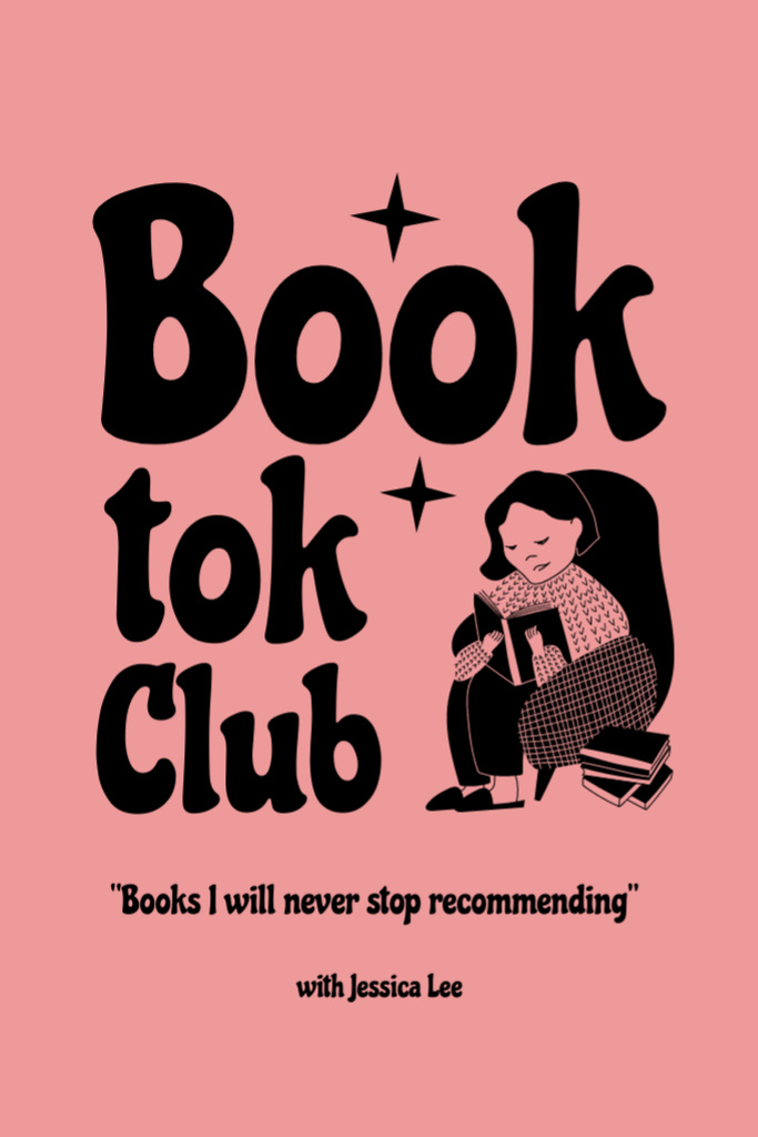 Book Club Invitation on Pink Flyer 4x6in Šablona návrhu