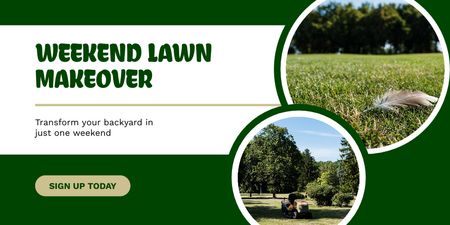 Weekend Lawn Makeover Services Twitter Design Template