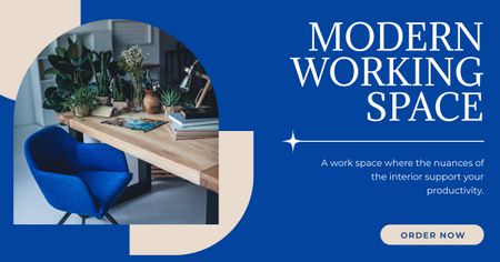 Ad of Modern Working Space Interior Facebook AD Design Template