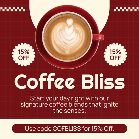 Ontwerpsjabloon van Instagram AD van Voordelige promotiecode voor romige koffie