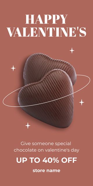 Discount Offer on Chocolates for Valentine's Day Graphic Tasarım Şablonu