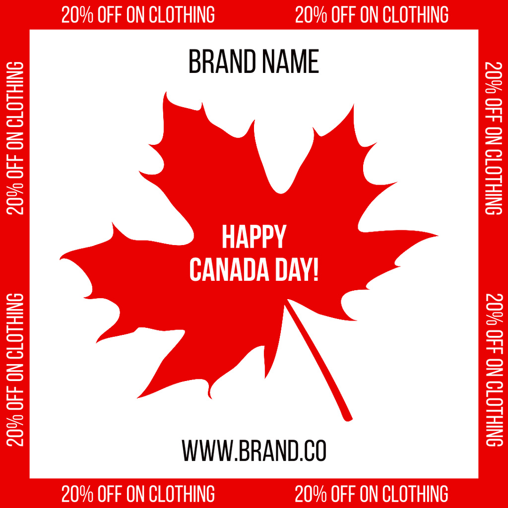 Vibrant Announcement for Canada Day Discounts Instagramデザインテンプレート