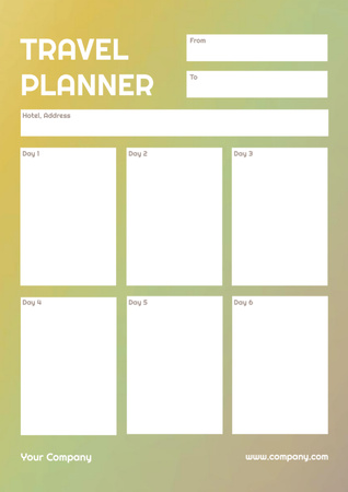 Daily Travel Plan on Green Gradient Schedule Planner Design Template