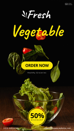Designvorlage Fresh Vegetables And Greens In Bowl für Instagram Story