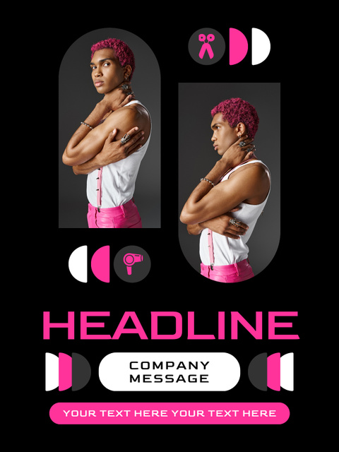 Modèle de visuel Promo of Fashionable Hairdressing Salon - Poster US