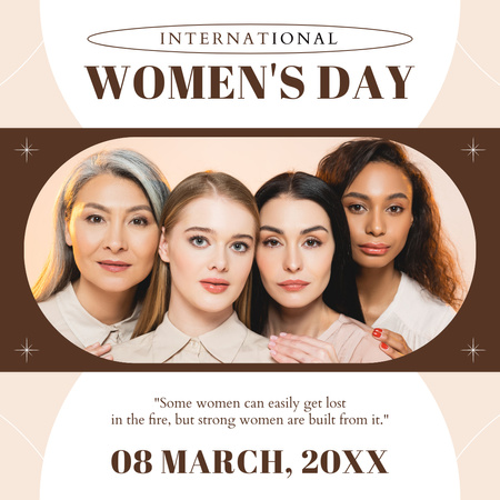 Beautiful Women of Different Race on International Women's Day Instagram Design Template