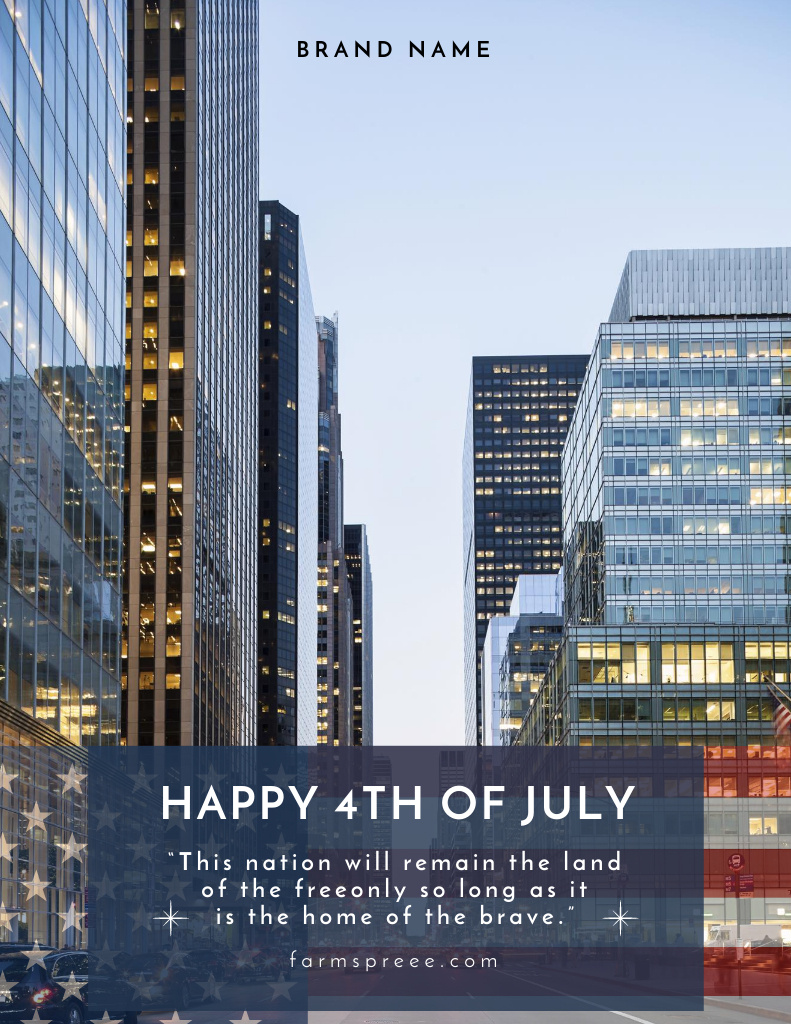 USA Independence Day Greeting with View of American City Poster 8.5x11in Design Template