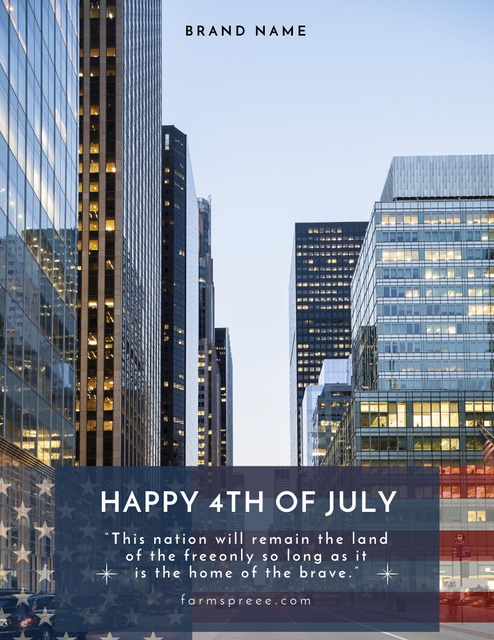 Template di design USA Independence Day Greeting with View of American City Poster 8.5x11in