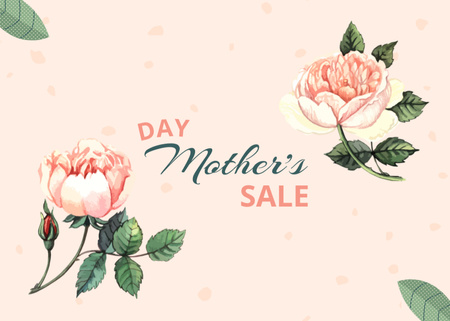 Mother's Day Sale Announcement with Roses Postcard 5x7in Design Template