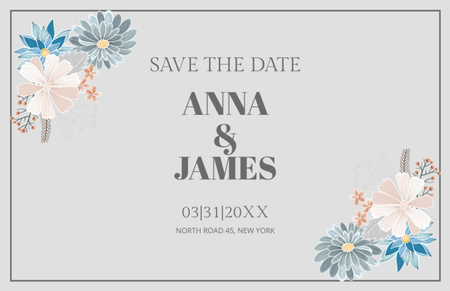 Wedding Celebration Notification with Save the Date Text Thank You Card 5.5x8.5in Πρότυπο σχεδίασης