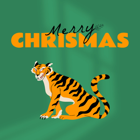 Christmas Holiday Greeting with Tiger Instagram Design Template