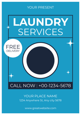 Free Delivery Offer with Laundry Poster Design Template