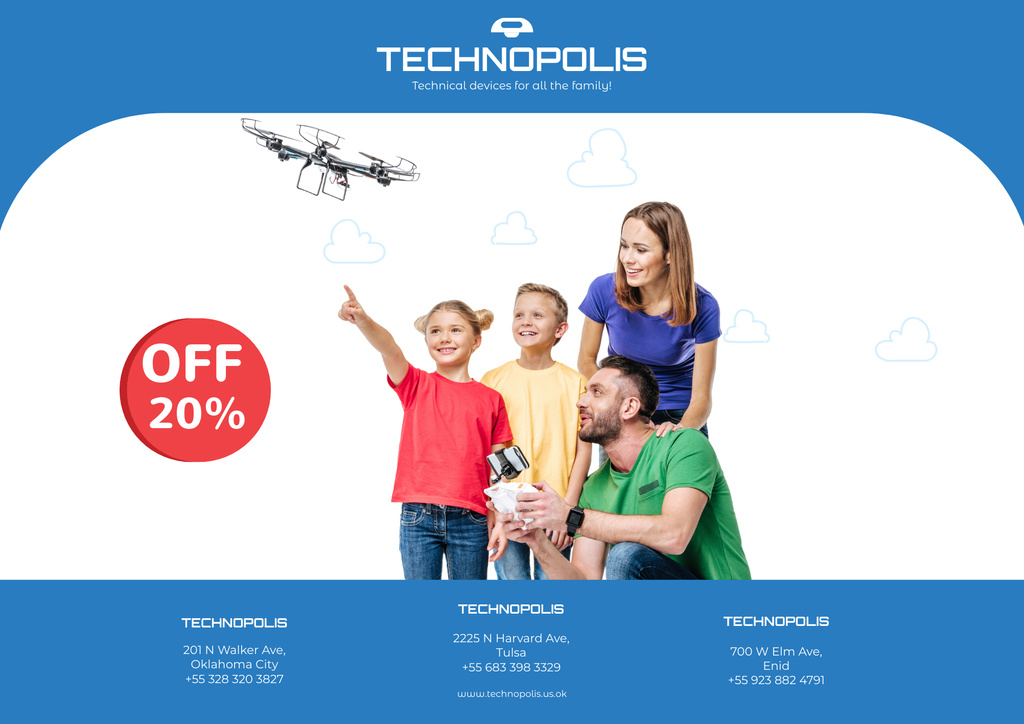 Drones and Other Electronics Sale Advertisement Poster B2 Horizontalデザインテンプレート