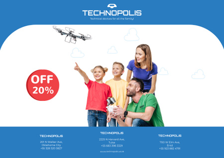 Drones and Other Electronics Sale Advertisement Poster B2 Horizontal Design Template
