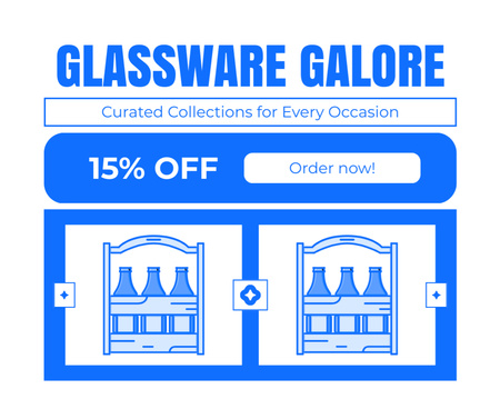 Glassware Galore At Lowered Costs With Bottles Facebook Design Template