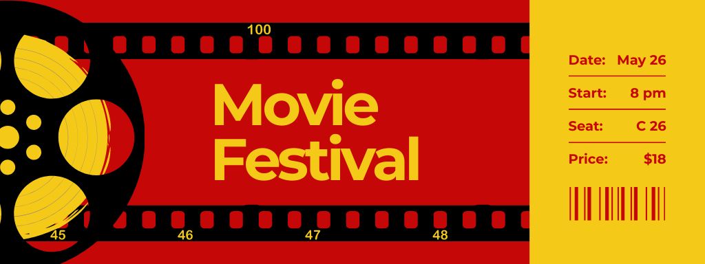 Plantilla de diseño de Announcement of Movie Festival on Red Ticket 