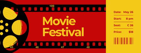 Ontwerpsjabloon van Ticket van Announcement of Movie Festival on Red