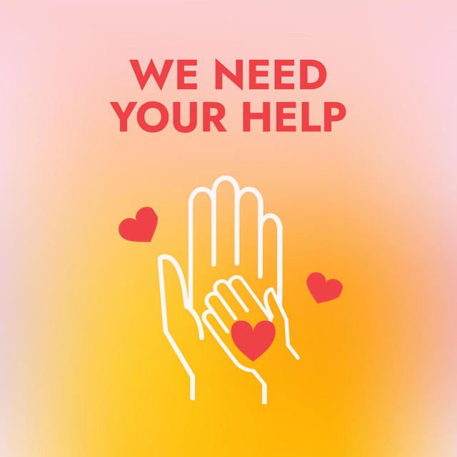 Ontwerpsjabloon van Instagram van Help during War in Ukraine with Hands and Hearts