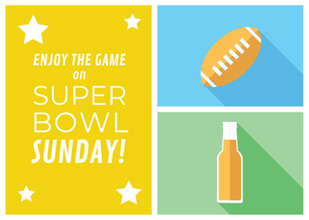 Super bowl Announcement in Yellow Postcard 5x7in Design Template