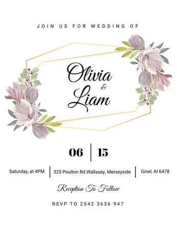 Mentsd el a dátumot: Gyönyörű esküvő Invitation 13.9x10.7cm tervezősablon