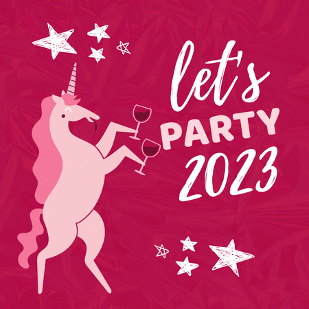 Modèle de visuel New Year Party Announcement with Unicorn - Instagram