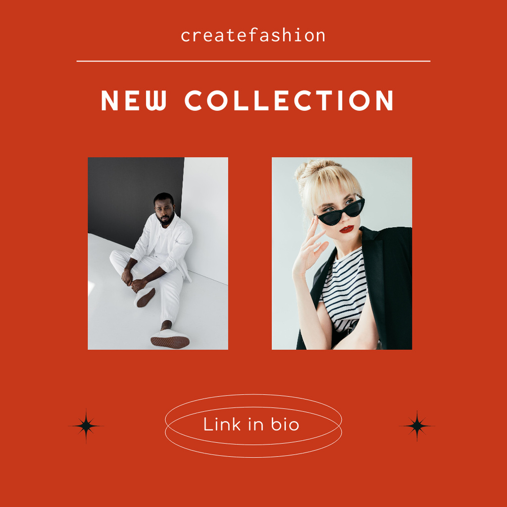Modèle de visuel New Fashion Collection Offer In Red - Instagram