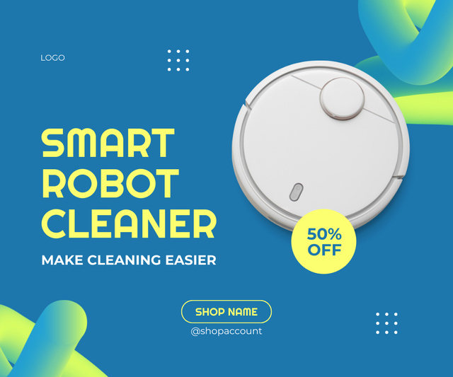 Ontwerpsjabloon van Large Rectangle van Offer Discounts on Robot Vacuum Cleaner