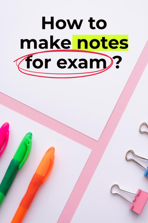 Make Notes for Exam with Colourful Markers Pinterest Design Template