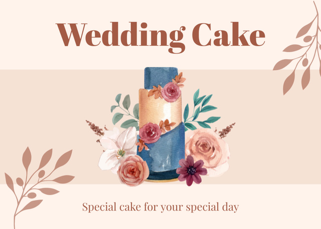 Special Cakes for Wedding Postcard 5x7in Design Template