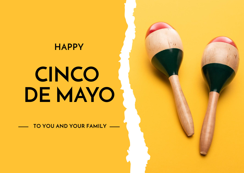 Plantilla de diseño de Cinco de Mayo Greeting with Maracas Card 