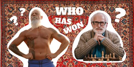Funny Muscular Old Man and Chess Player Old Man Twitter – шаблон для дизайну