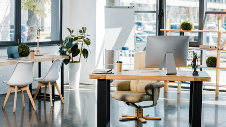 Современный уютный светлый офис Zoom Background – шаблон для дизайна
