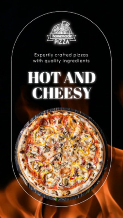 Template di design Fiamma Lenta E Pizza Calda Offerta In Pizzeria Instagram Video Story