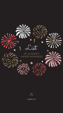Oscar Event Announcement with Festive Fireworks Instagram Story tervezősablon