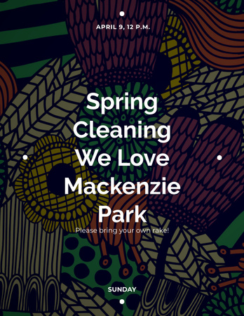 Designvorlage Spring Cleaning Event Invitation Green Floral Texture für Flyer 8.5x11in