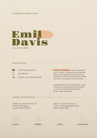 Web Designer Skills and Experience Offer Resume Design Template