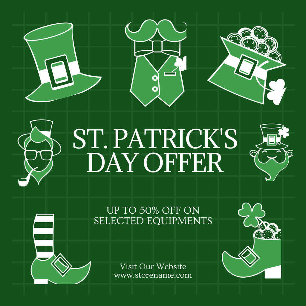 Discount on Selected Items for St. Patrick's Day Instagram Tasarım Şablonu