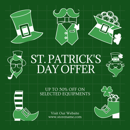 Designvorlage Rabatt auf ausgewählte Artikel zum St. Patrick's Day für Instagram