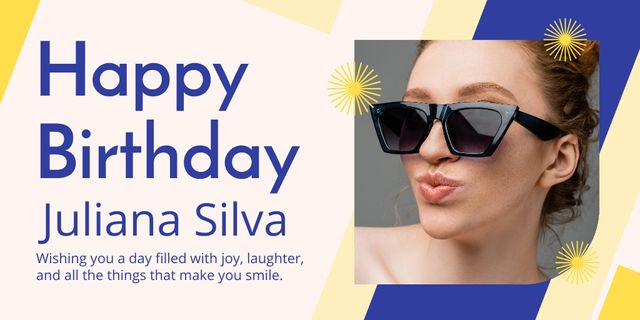 Template di design Birthday Wishes to a Woman on Blue Twitter