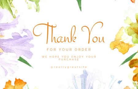 Message of Thank You For Your Order with Watercolor Flower Petals Thank You Card 5.5x8.5in Tasarım Şablonu