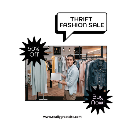 Thrift shop fashion sale Instagram AD Tasarım Şablonu