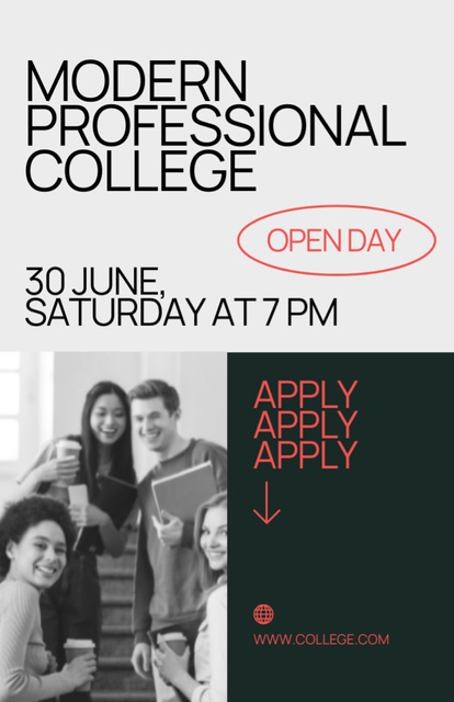 Designvorlage Modern Professional College Open Day Announcement In June für Invitation 5.5x8.5in