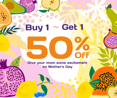 Mother's day with Raw fresh fruits sale Facebook Design Template