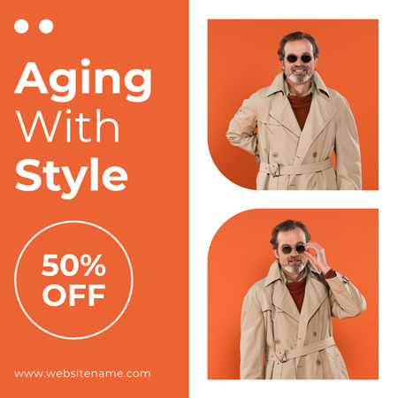 Age-friendly Fashion With Discount In Orange Instagram Design Template