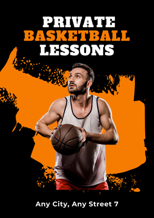 Platilla de diseño Private Basketball Lessons Ad Poster