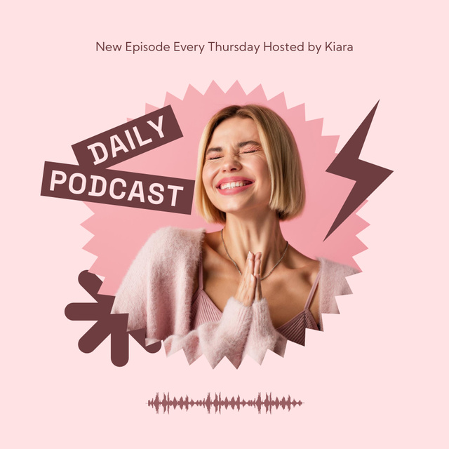 Daily Newscasts with a Smiling Host Podcast Coverデザインテンプレート