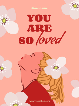 Inspirational Phrase with Girl in Flowers Poster US Šablona návrhu