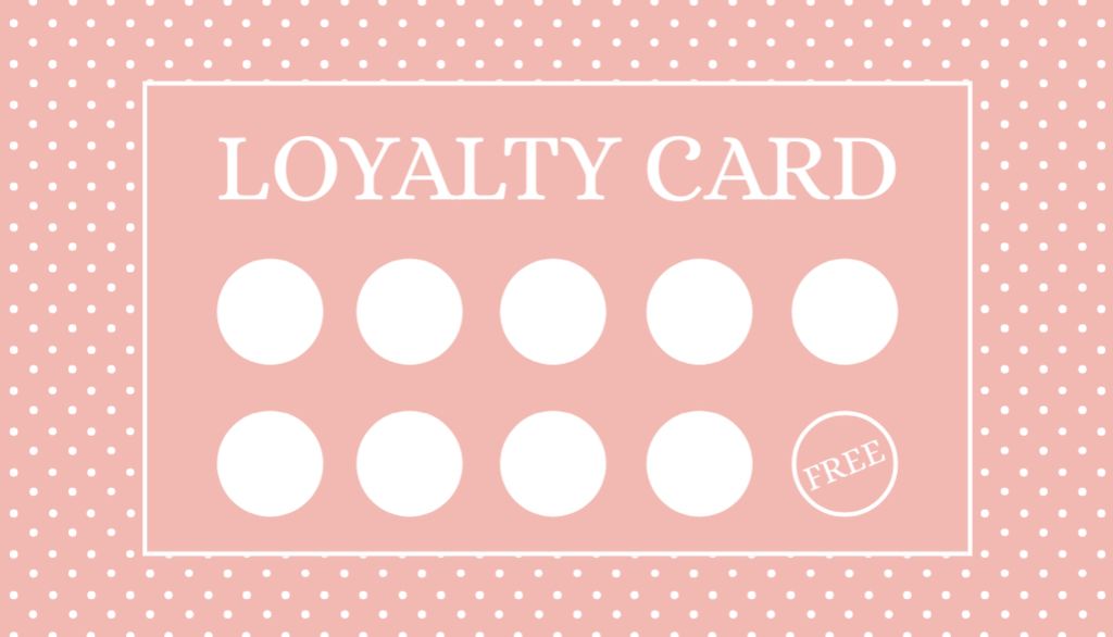 Flower Shop Loyalty Program on Pink Dotted Layout Business Card US Design Template